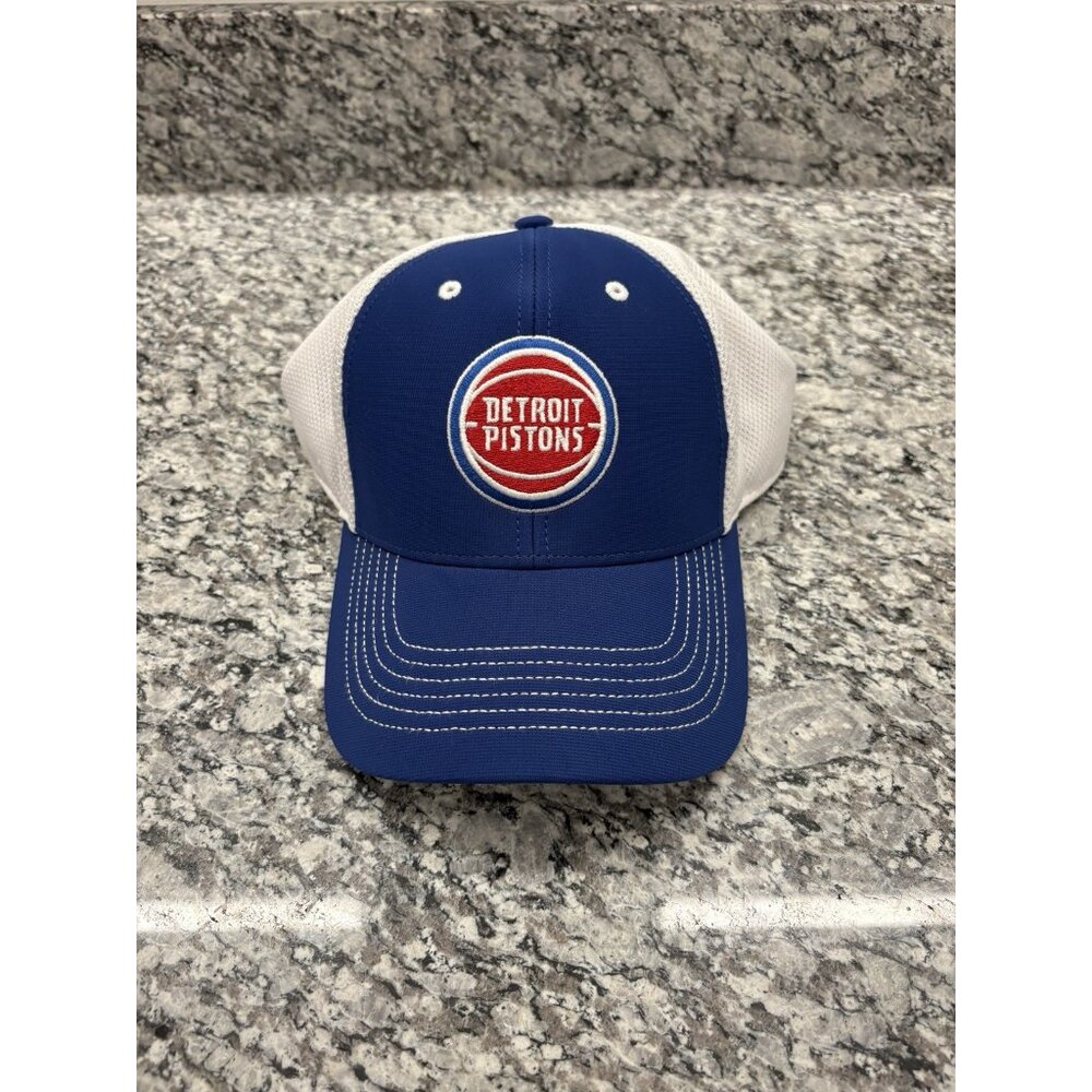 NBA Detroit Pistons Mesh Back Adjustable Blue White Hat
